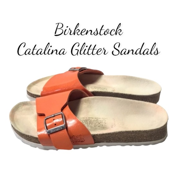 Birki's by Birkenstock Catalina Tangerine Glitter Sandals Size EU 38  US 7-7.5 - Picture 1 of 16